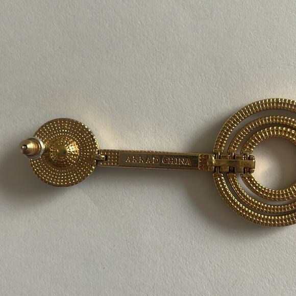 Akkad gold drop earrings with blue and green gems - Picture 4 of 5